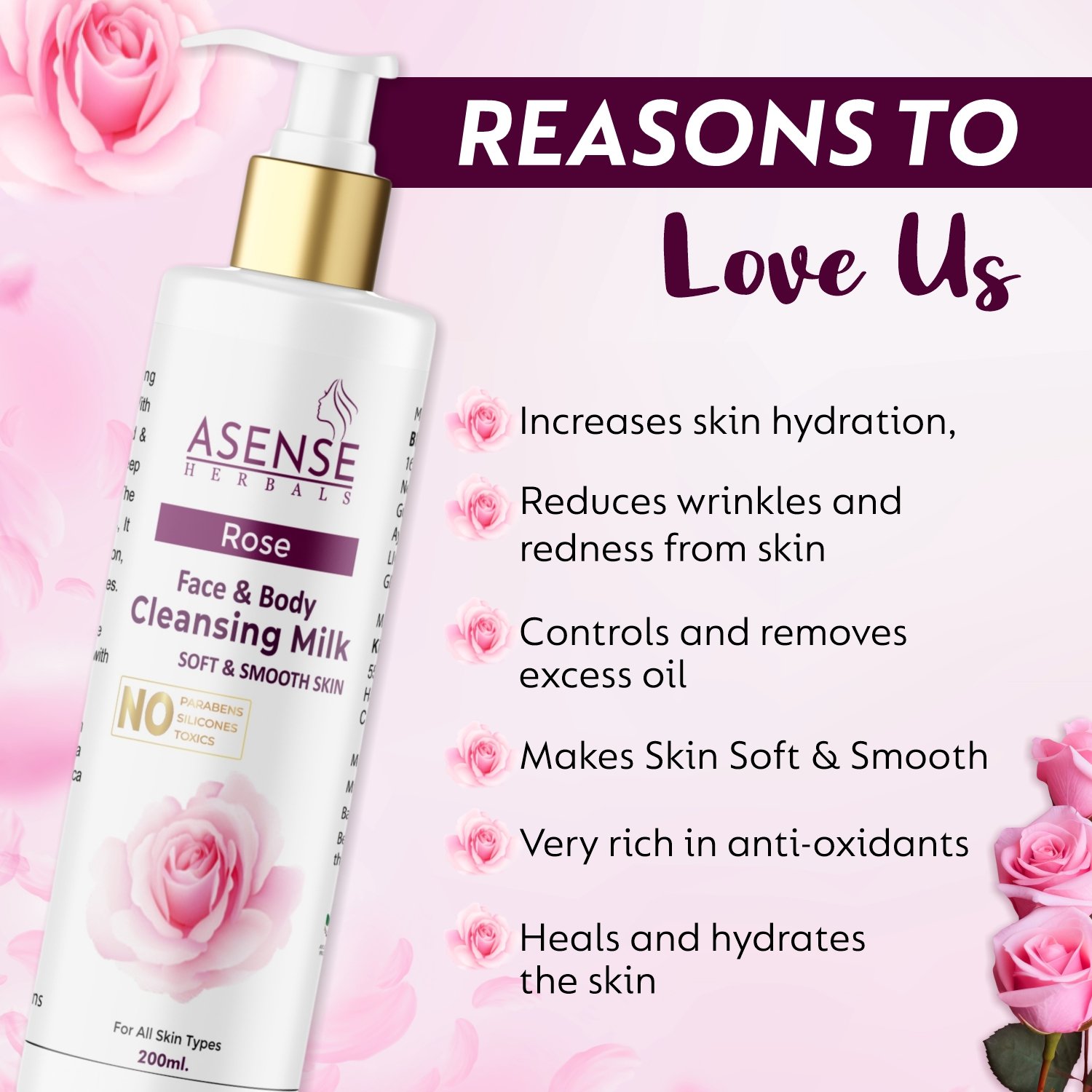 Rose Face & Body Cleansing Milk 3