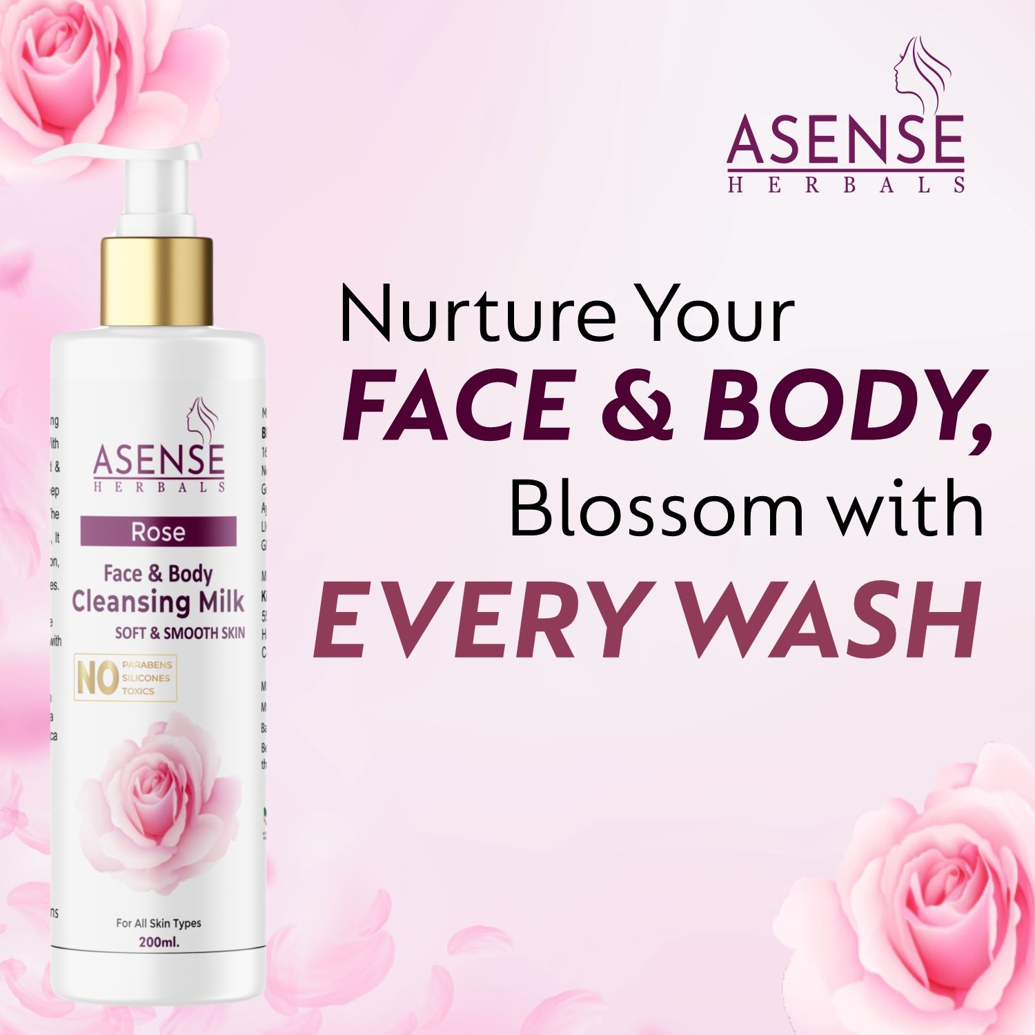 Rose Face & Body Cleansing Milk 5